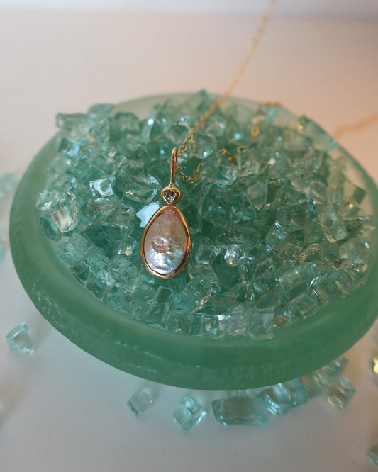 Alexandrite & Champagne Freshwater Pearl Necklace Pendant