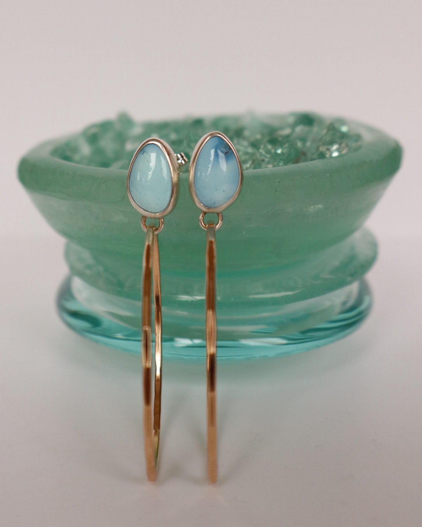 Lavender Turquoise with Hammered Gold Hoops