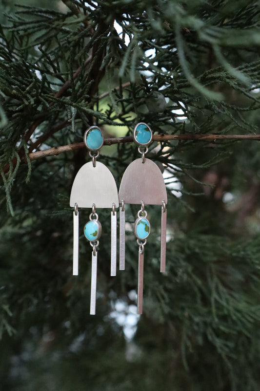 Sonoran Turquoise + Silver Chandelier Stud Earrings
