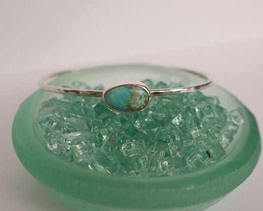 Oval Blue Moon Turquoise Hammered Cuff