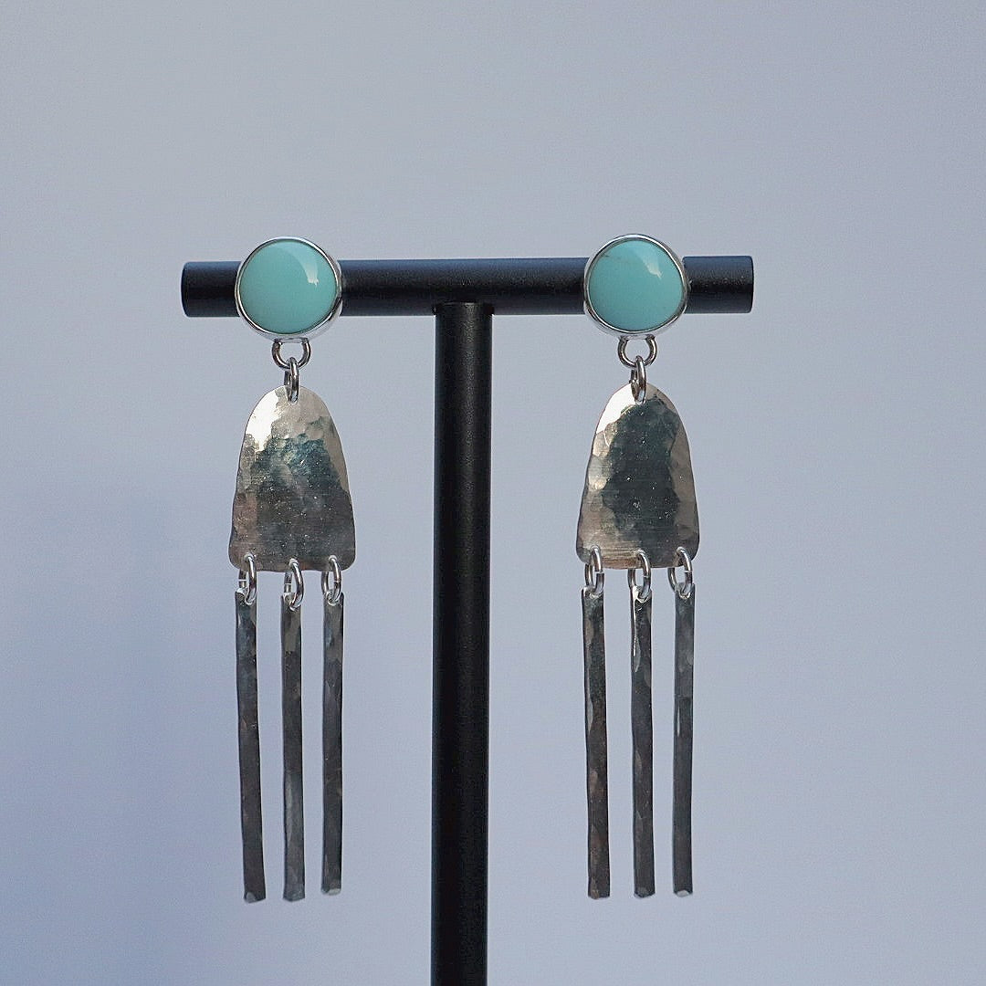 Lone Mountain Hammered Silver Chandelier Earrings