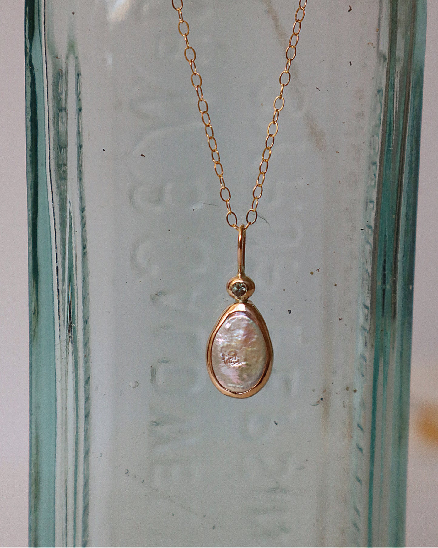 Alexandrite & Champagne Freshwater Pearl Necklace Pendant