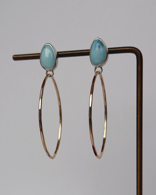 Lavender Turquoise with Hammered Gold Hoops