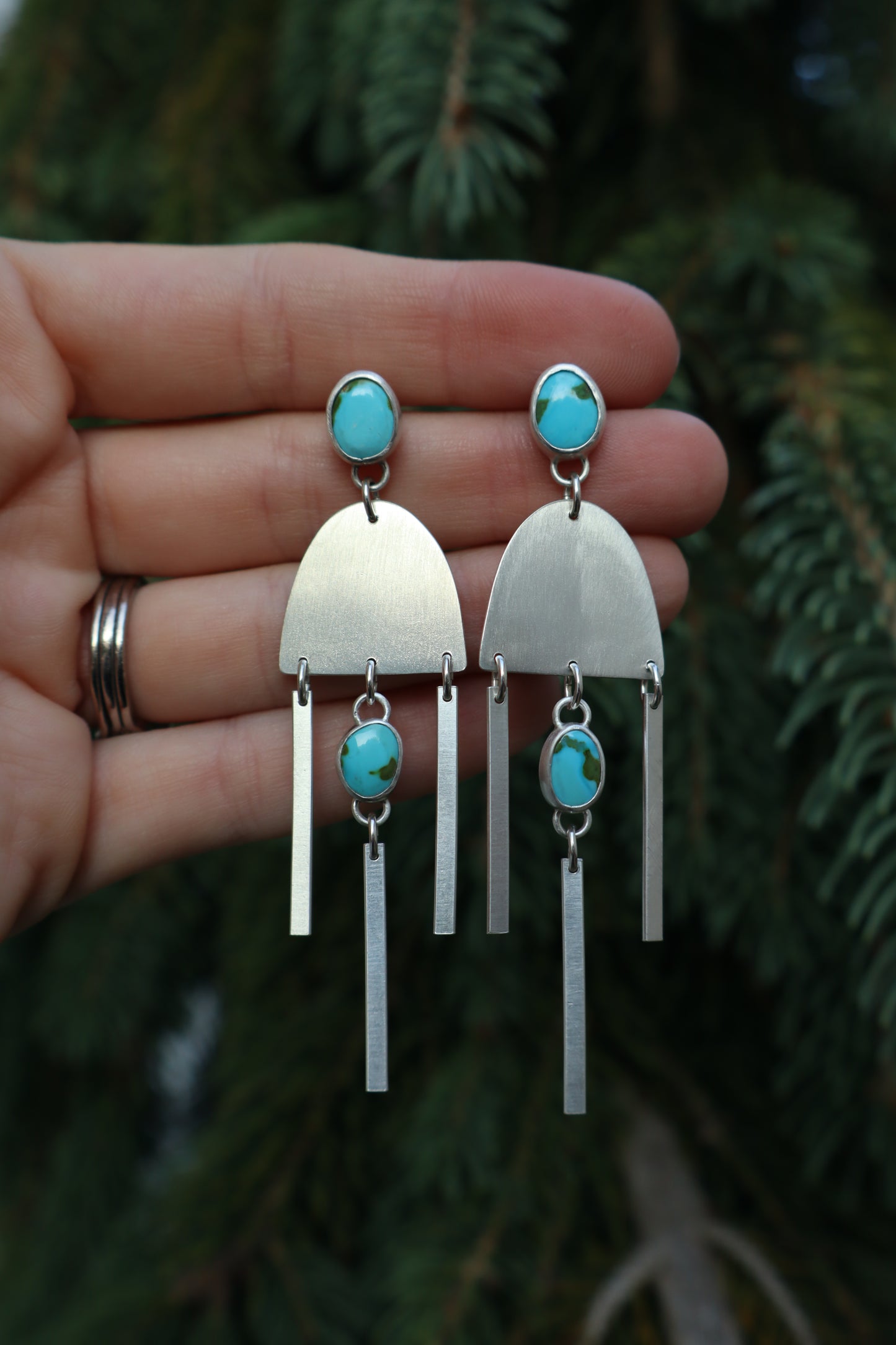 Sonoran Turquoise + Silver Chandelier Stud Earrings