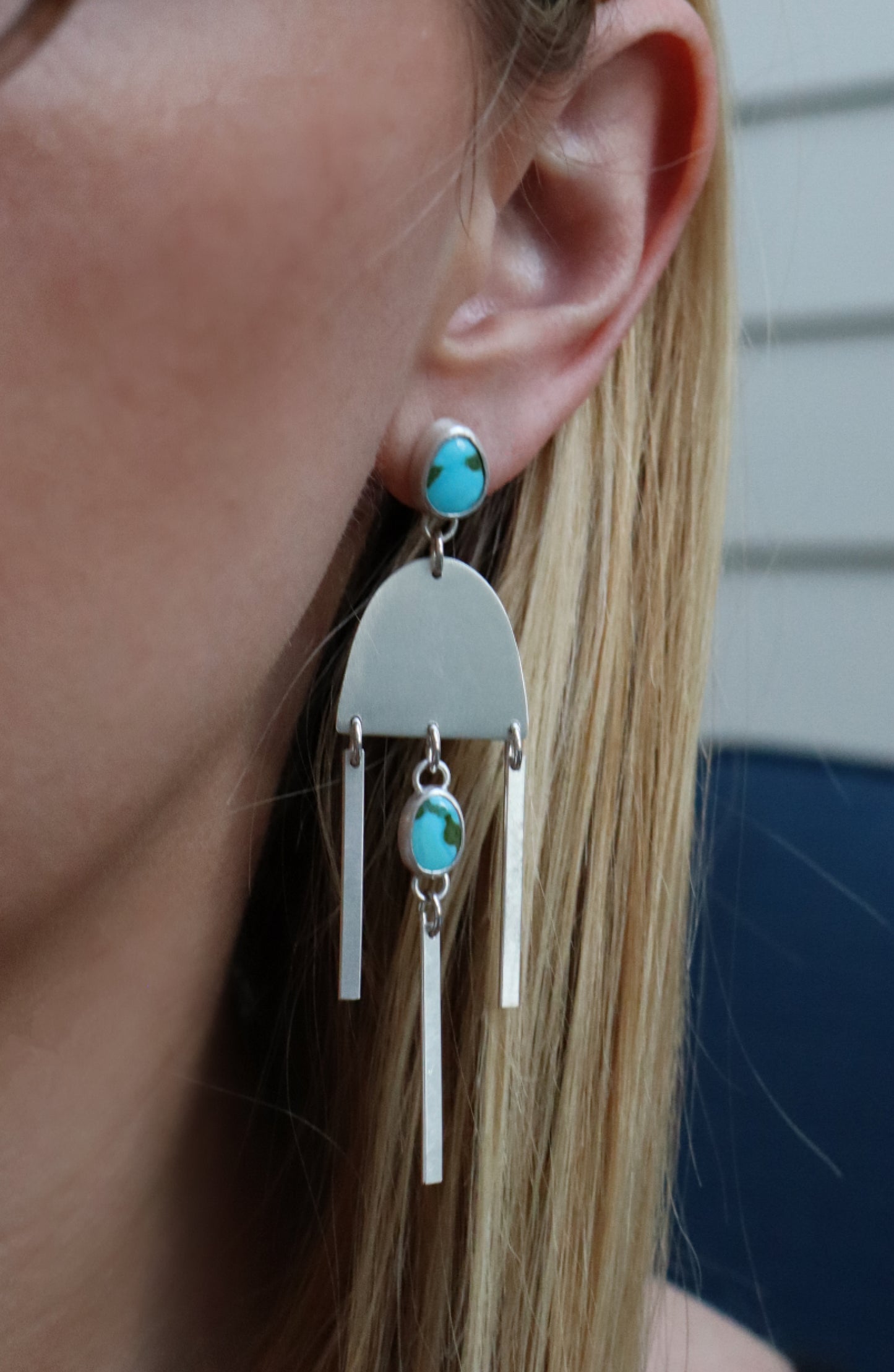 Sonoran Turquoise + Silver Chandelier Stud Earrings