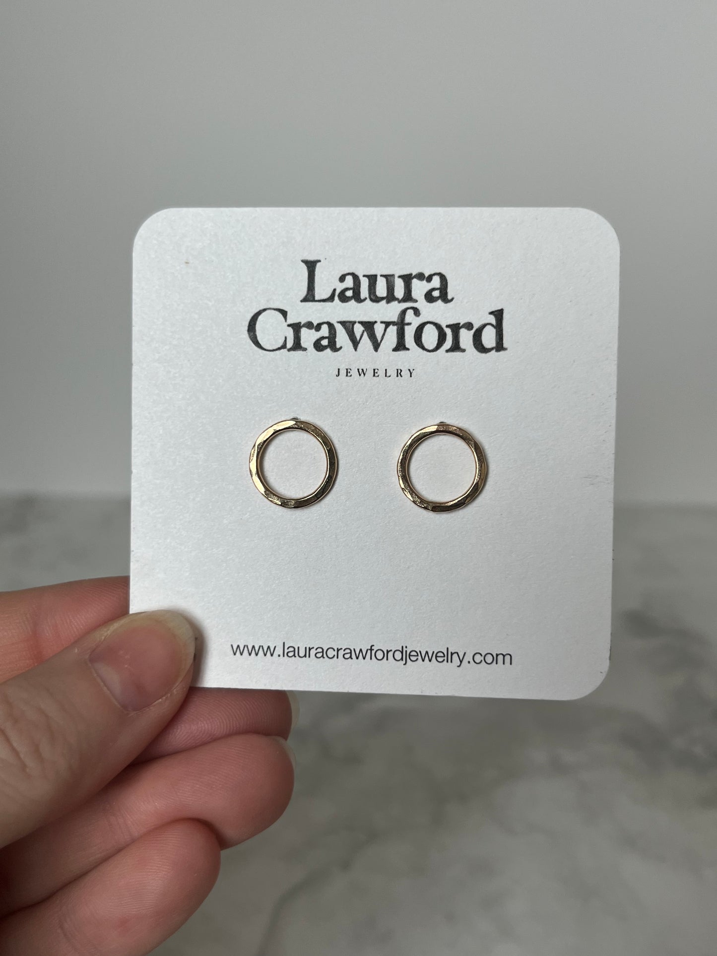 Gold Hammered Circle Studs