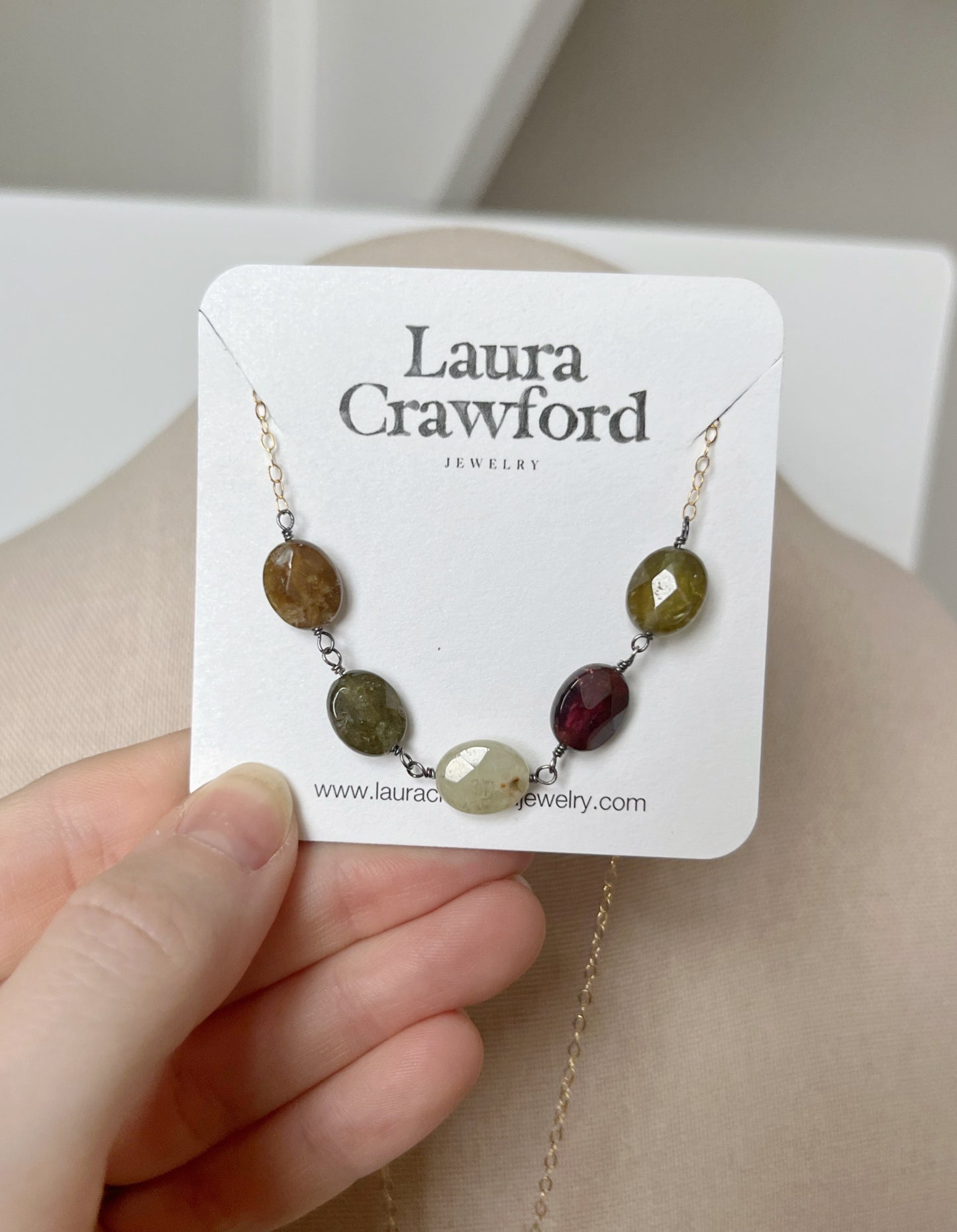 Green Garnet + Gold Necklace