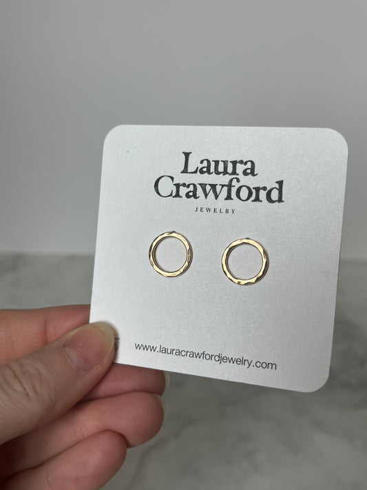 Gold Hammered Circle Studs