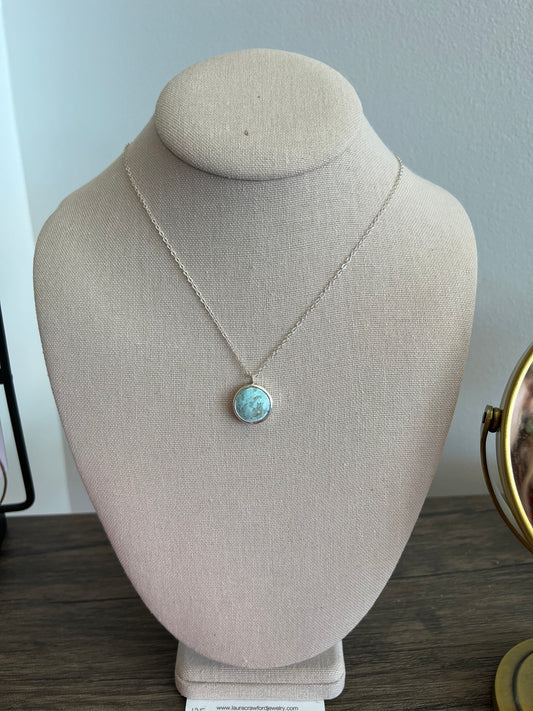 Faint Blue Sand Hill Turquoise Pendant Necklace