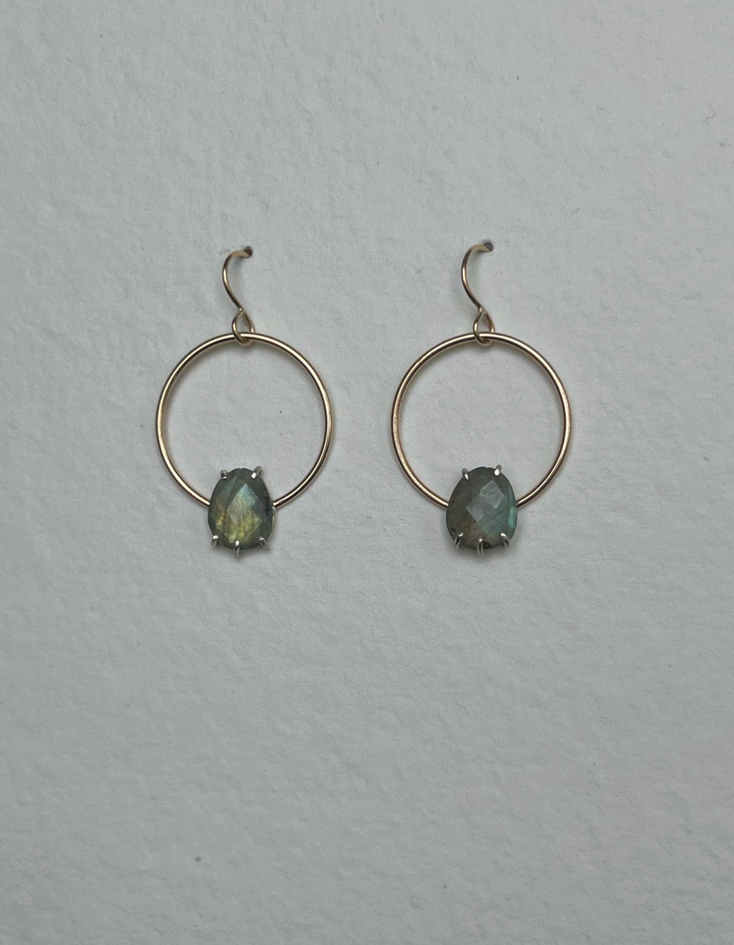 Labradorite & Gold Orbit Earrings