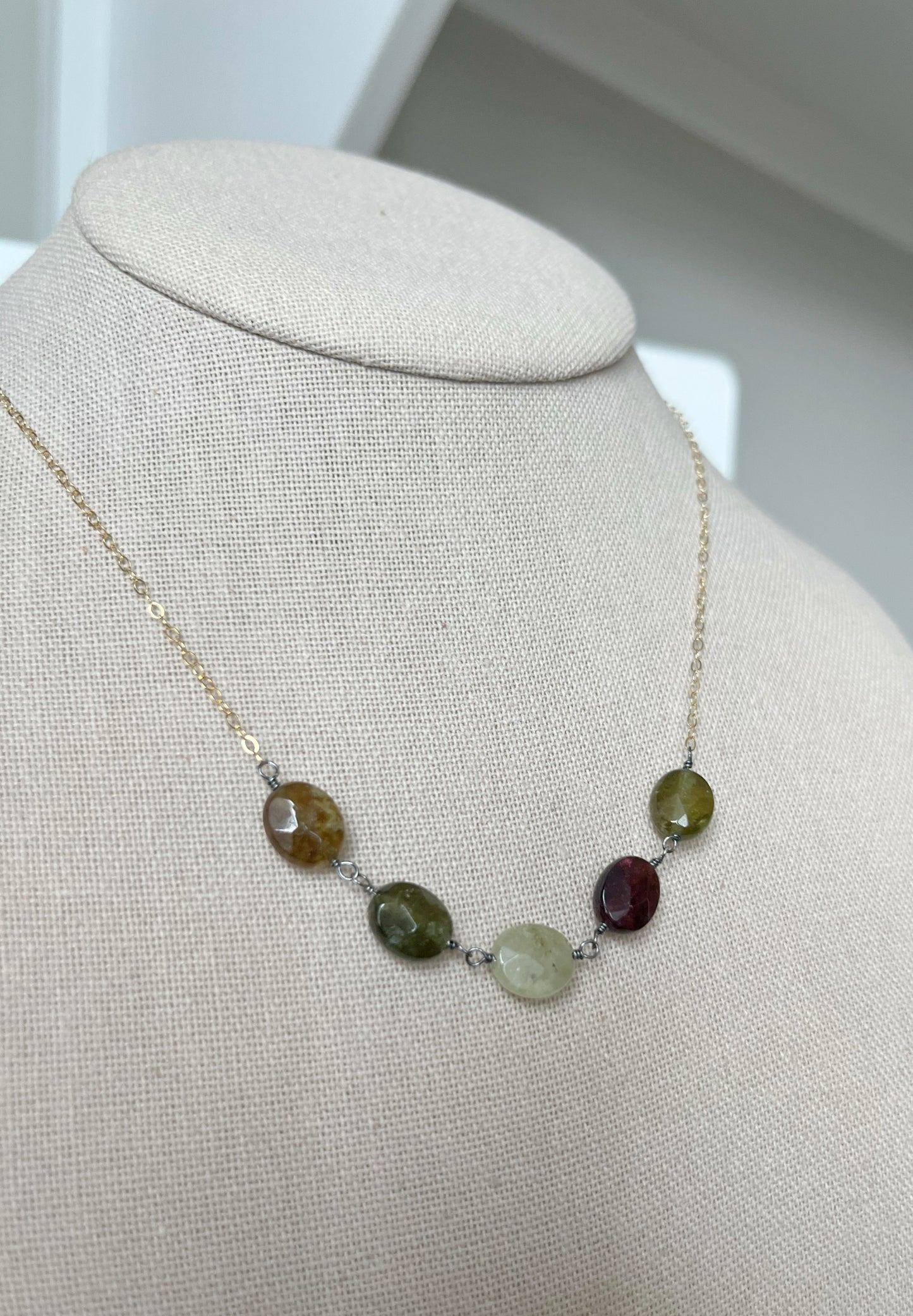 Green Garnet + Gold Necklace