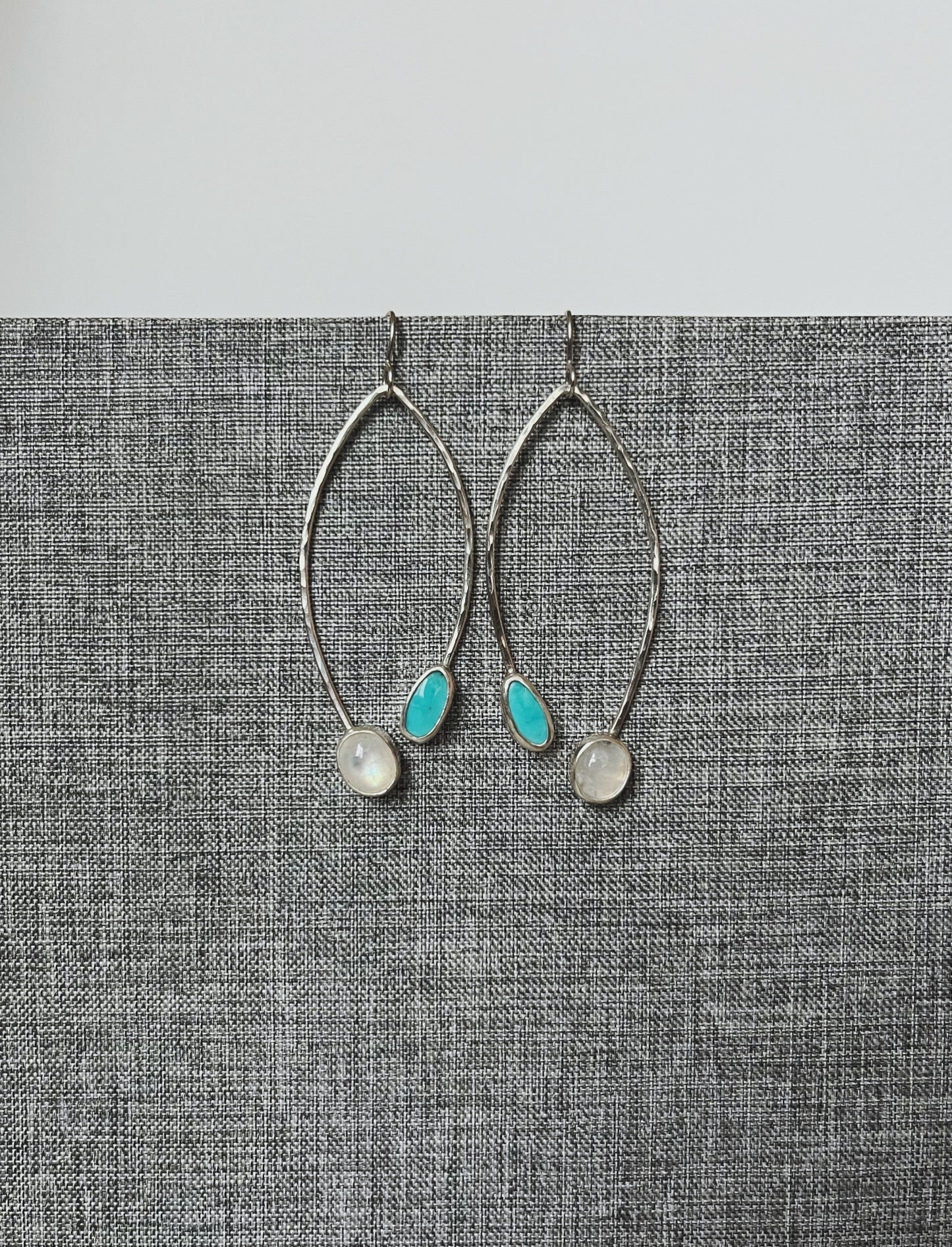 Open Leaf Turquoise & Moonstone Earrings