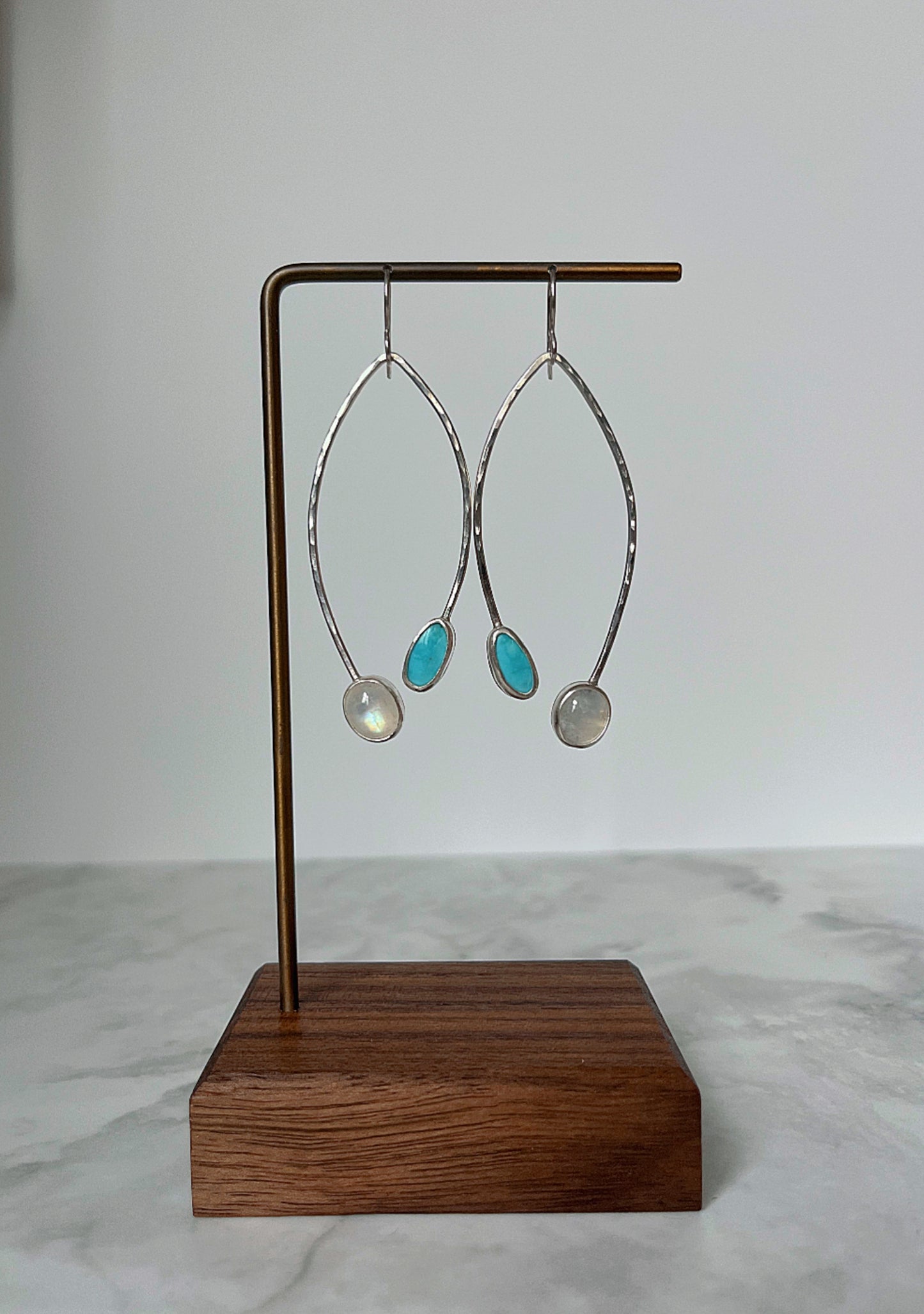 Open Leaf Turquoise & Moonstone Earrings