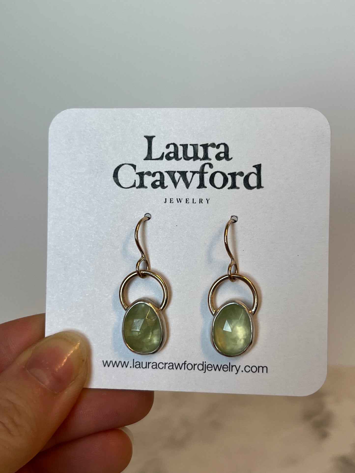 Gold & Prehnite Earrings