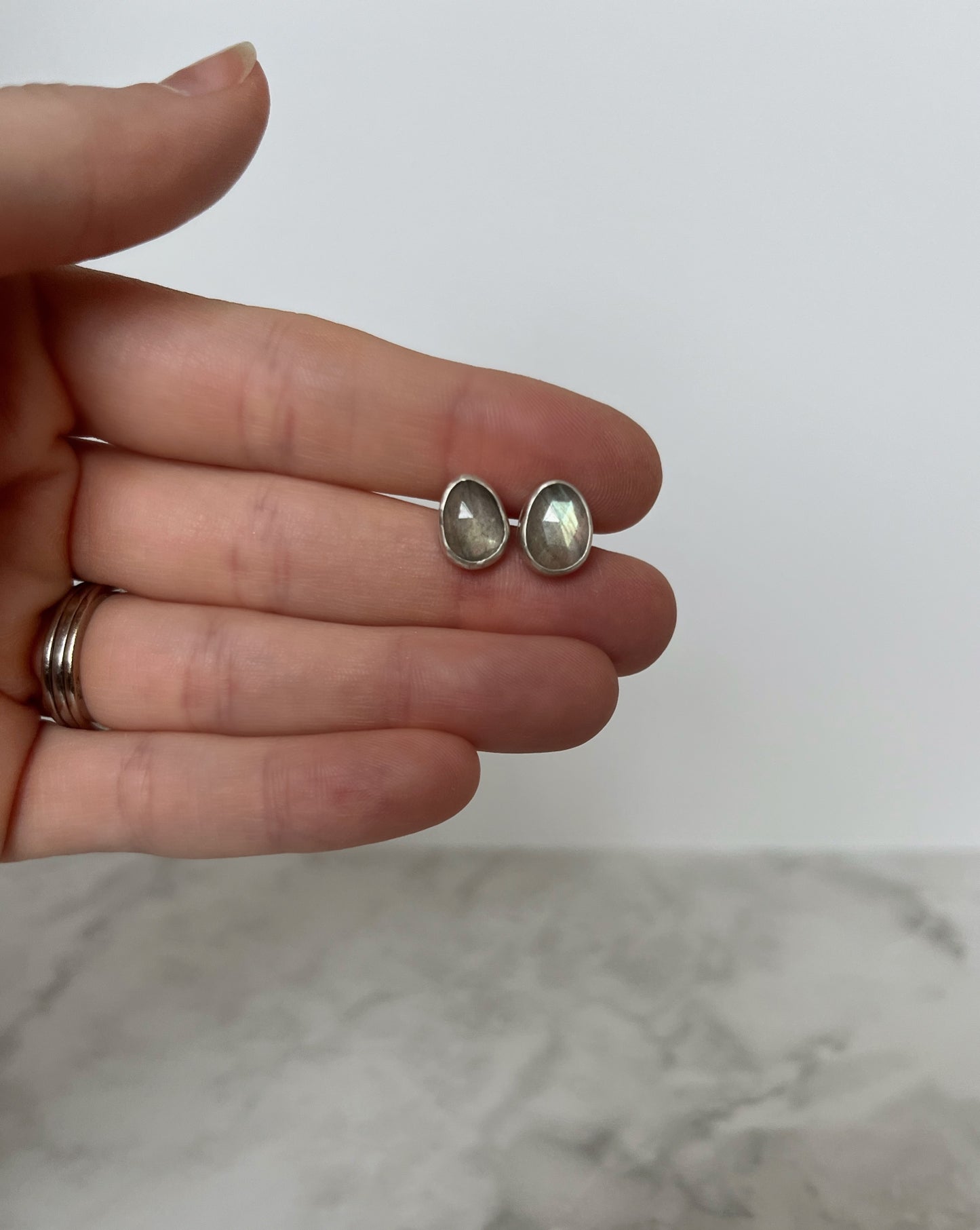 Labradorite Silver Studs