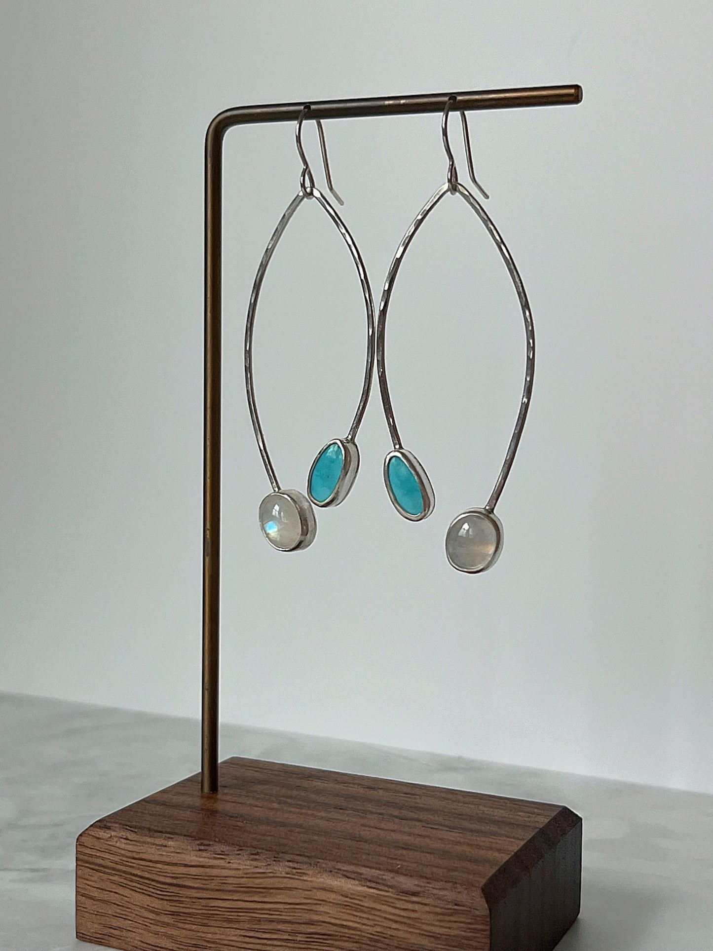 Open Leaf Turquoise & Moonstone Earrings