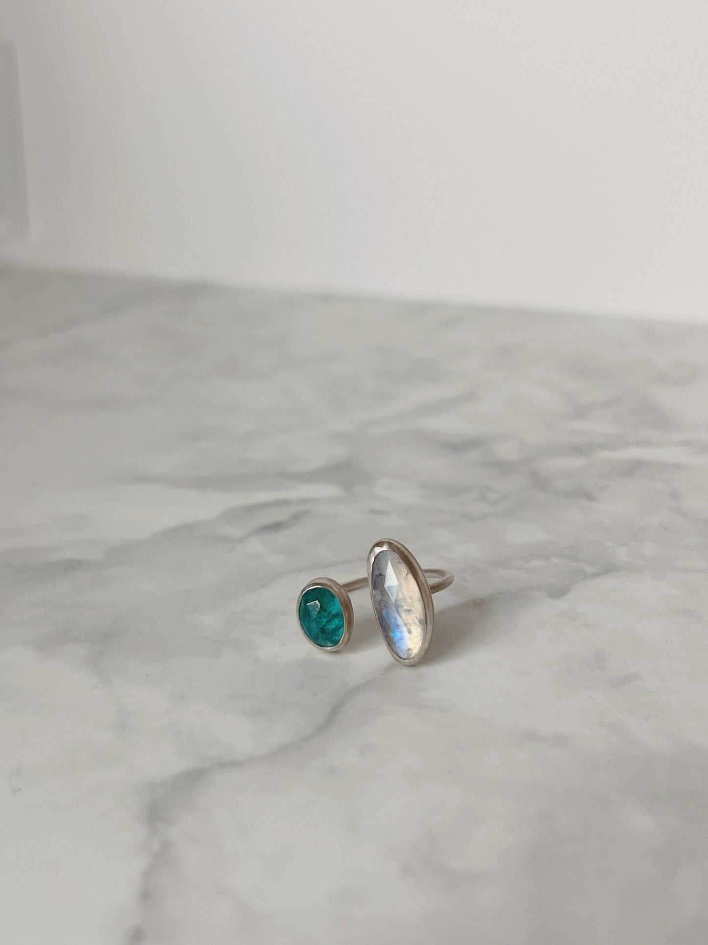 Apatite + Moonstone Open Ring