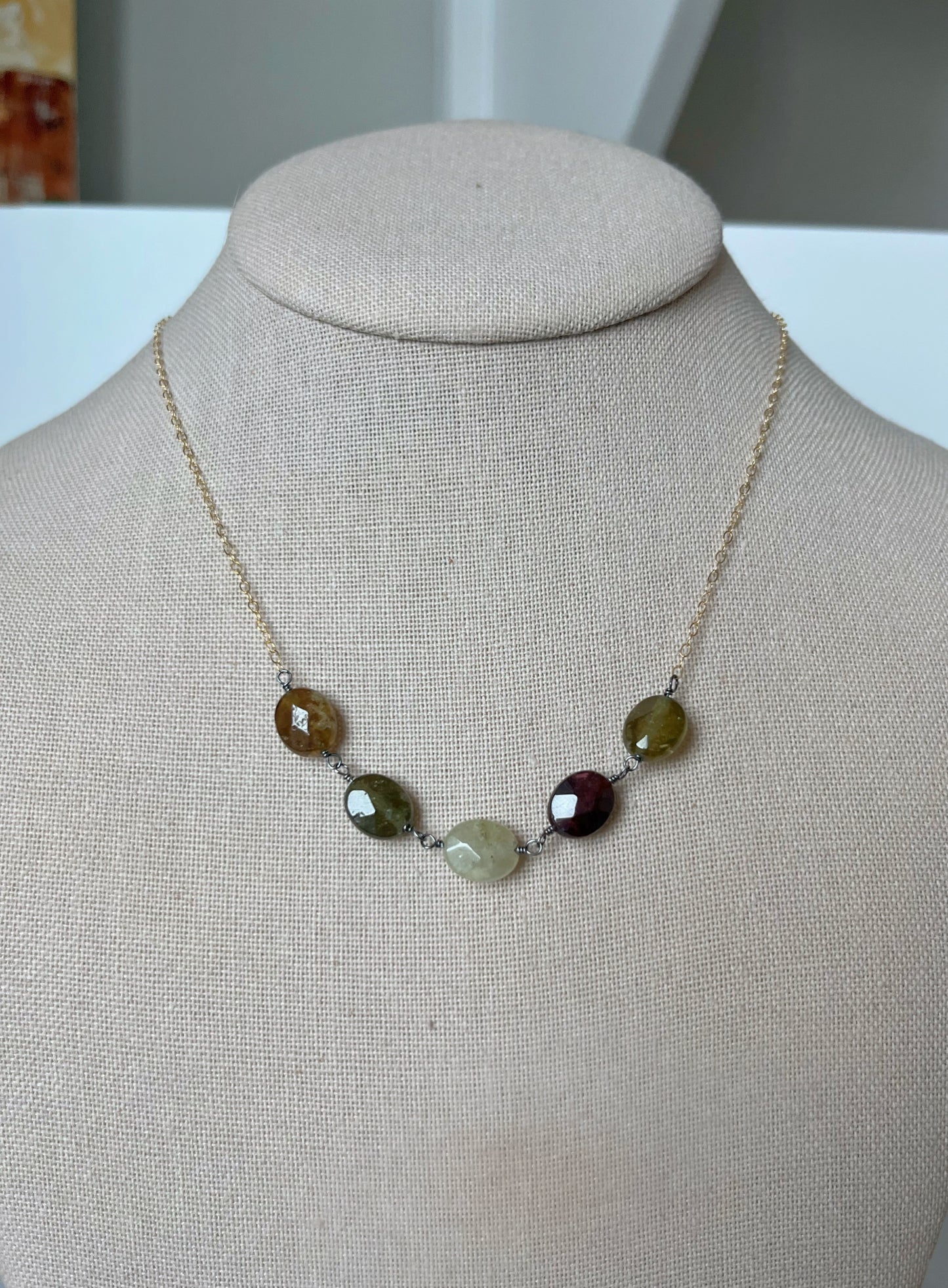 Green Garnet + Gold Necklace