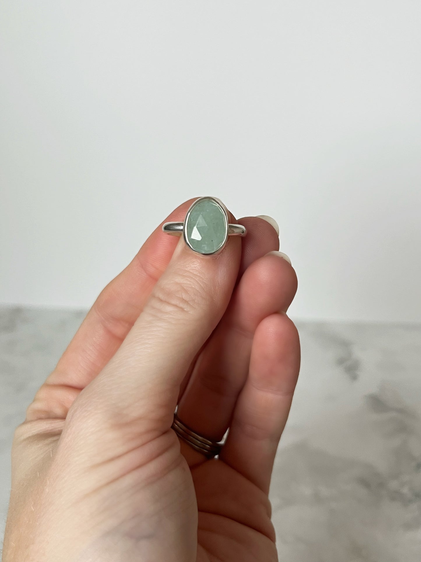 Faceted Aquamarine Ring