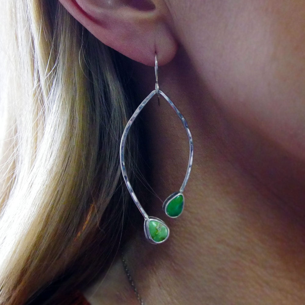 Open Leaf Sonoran Lime Turquoise Earrings