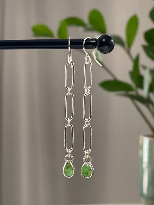 Paperclip Sonoran Lime Turquoise Earrings