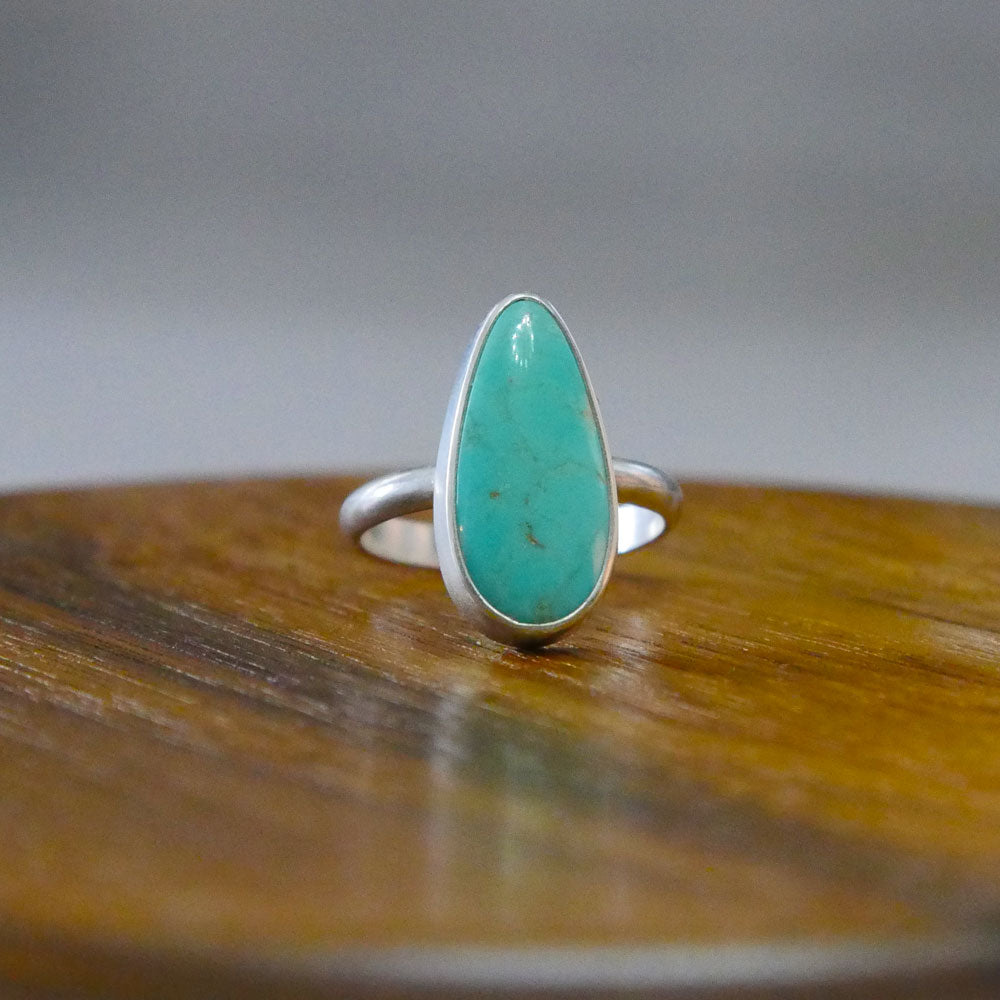 Pear Shaped Royston Turquoise Ring - Size 7