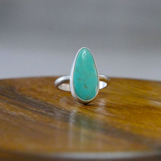 Pear Shaped Royston Turquoise Ring - Size 7