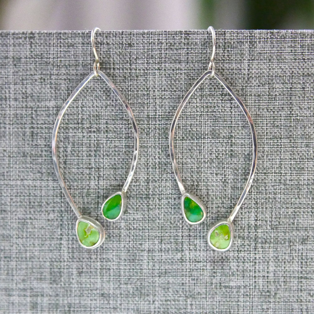 Open Leaf Sonoran Lime Turquoise Earrings