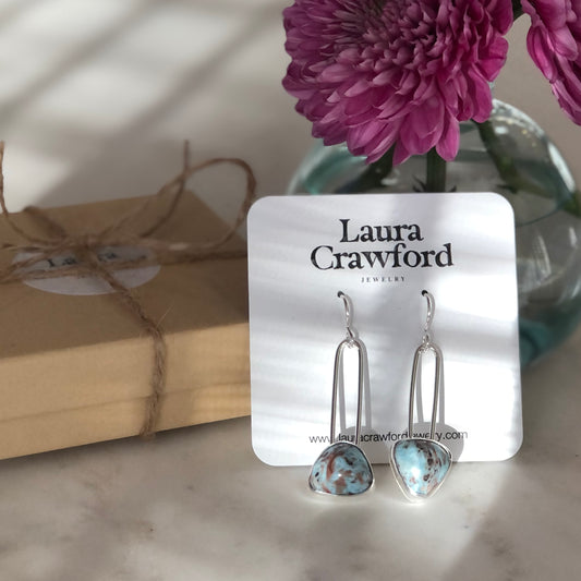 Asymmetric Larimar Earrings