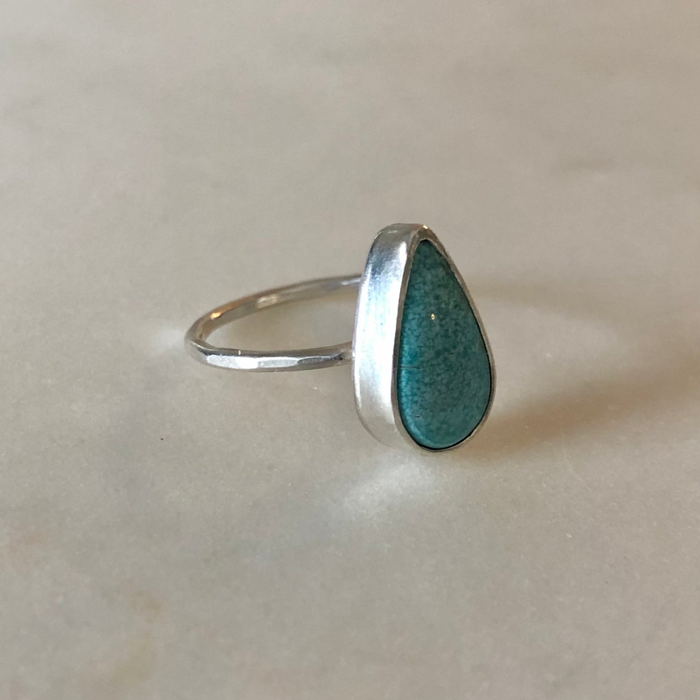 Petite Pear Turquoise Ring - Size 6