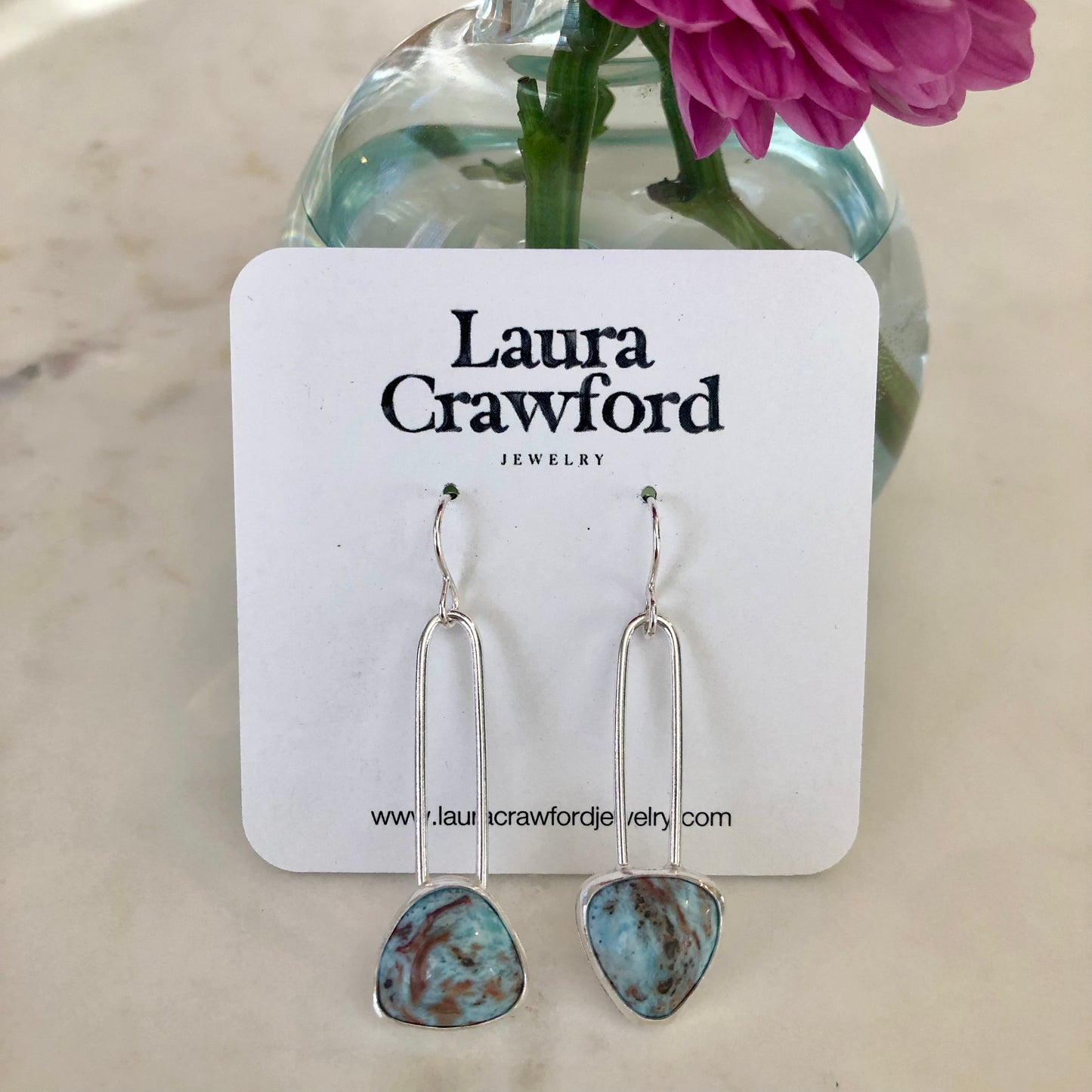 Asymmetric Larimar Earrings