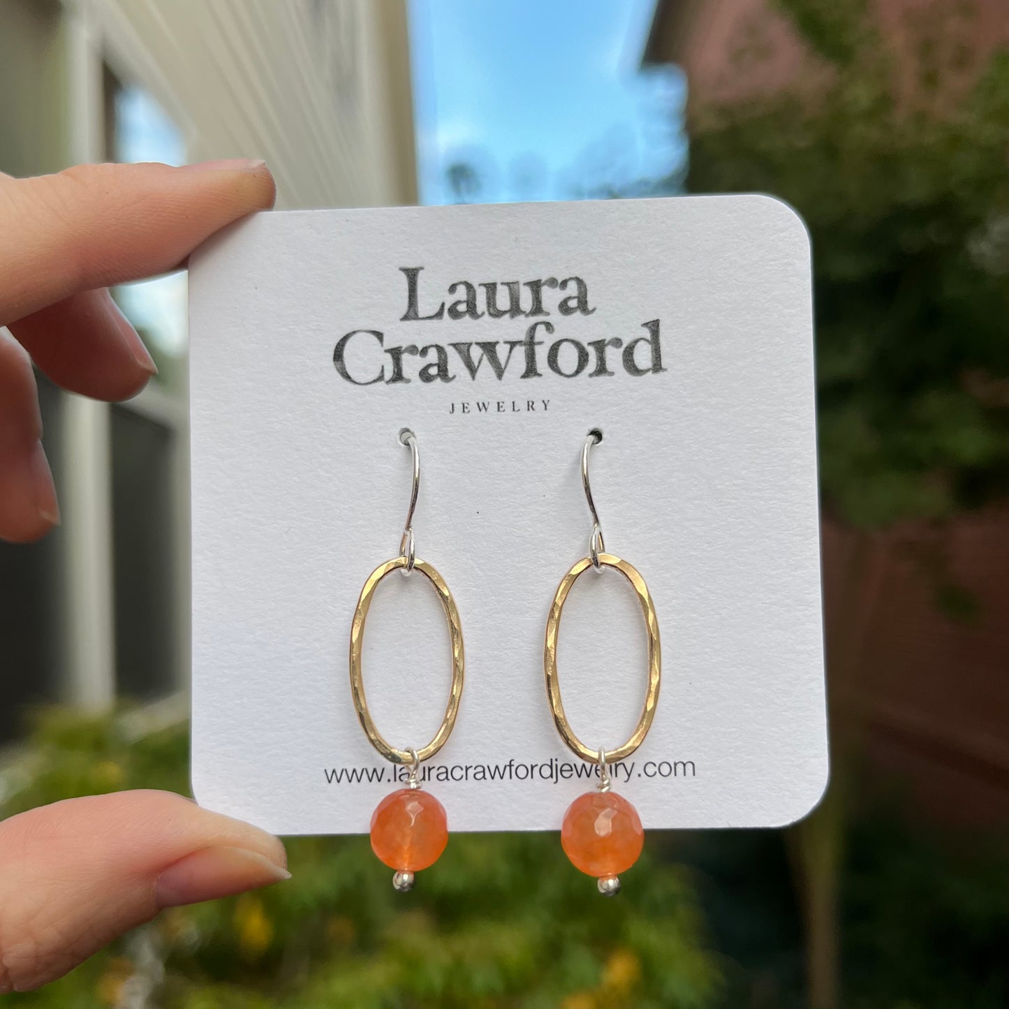 Gold Hammered Ovals - Orange