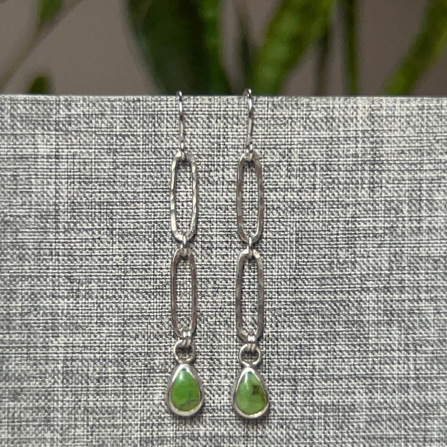 Hammered Sonoran Lime Paperclip Earrings