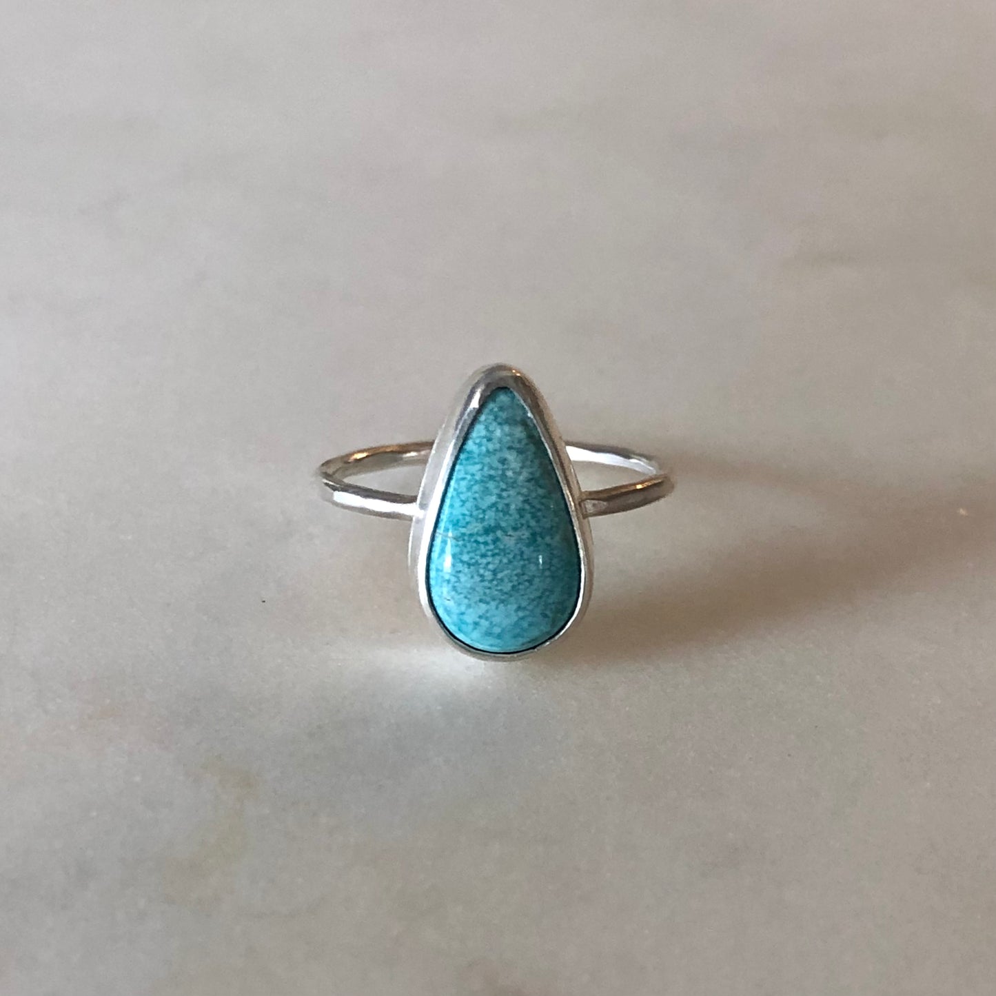 Petite Pear Turquoise Ring - Size 6