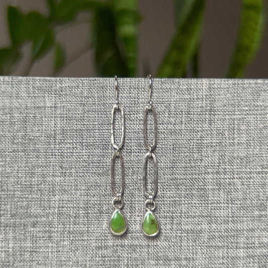 Hammered Sonoran Lime Paperclip Earrings