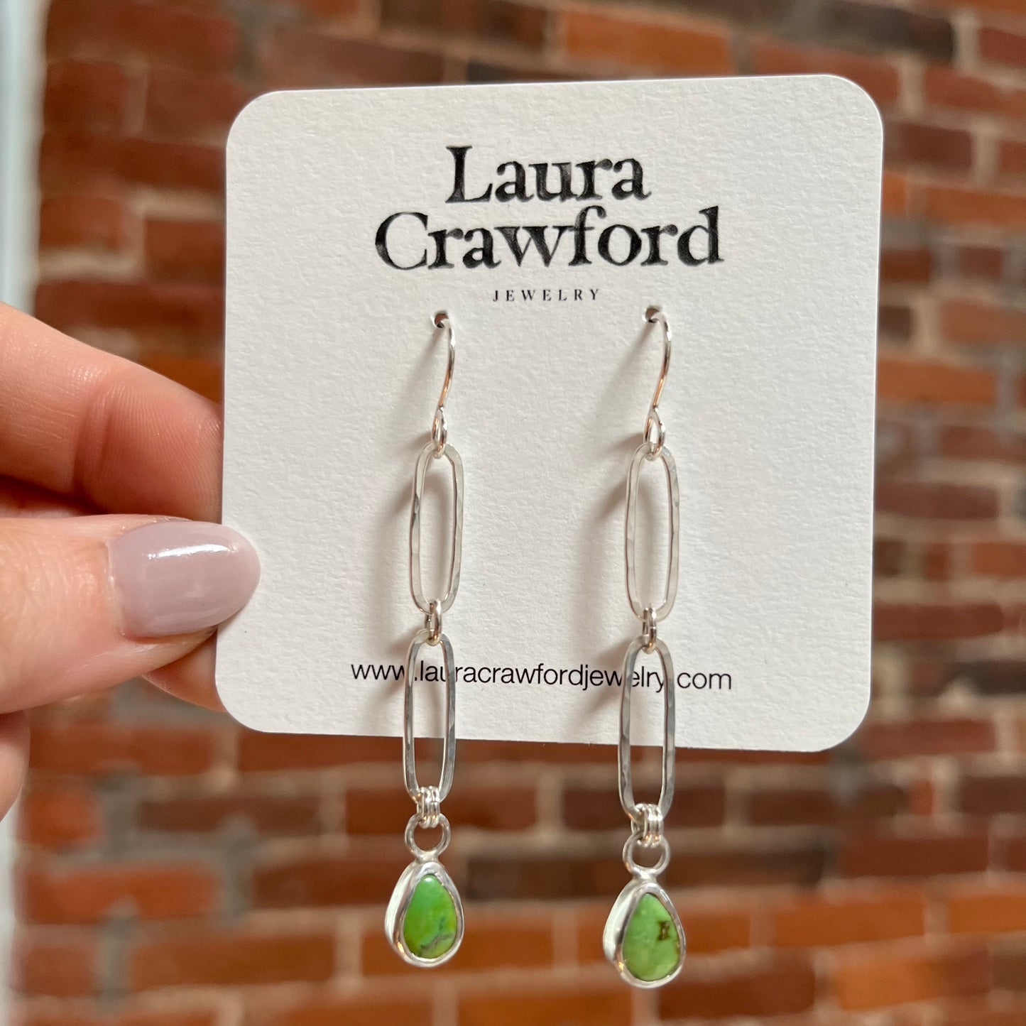 Hammered Sonoran Lime Paperclip Earrings